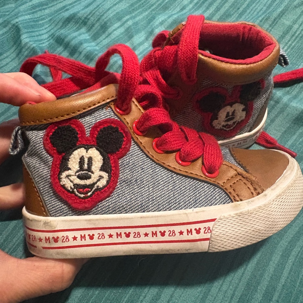 Disney Red and Brown Mickey Mouse High-Top Sneakers